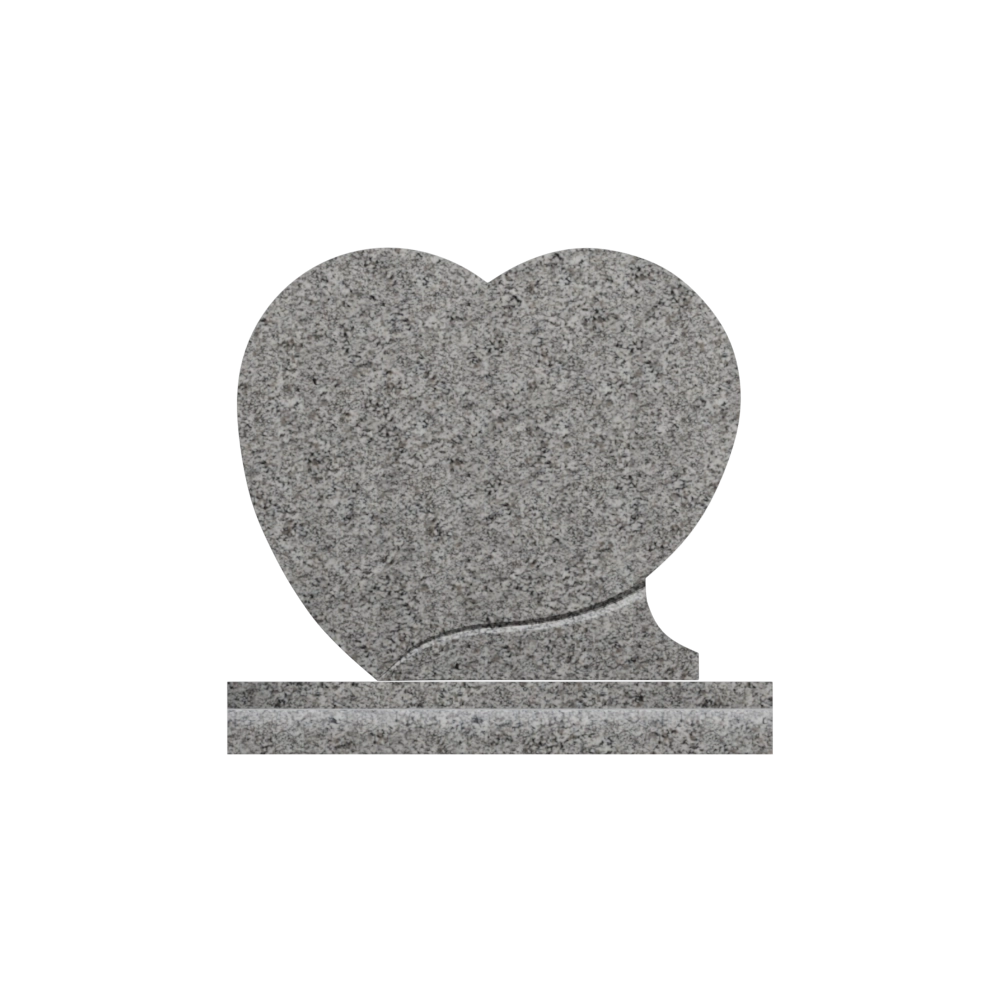Détail du monument Cymbila en granit gris zéphir, forme sculptée en cœur